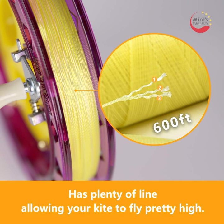 Kite String Reel Winder 7Inches Dia with 600 Ft Line (60 Lbs) for Kids Teens and Women