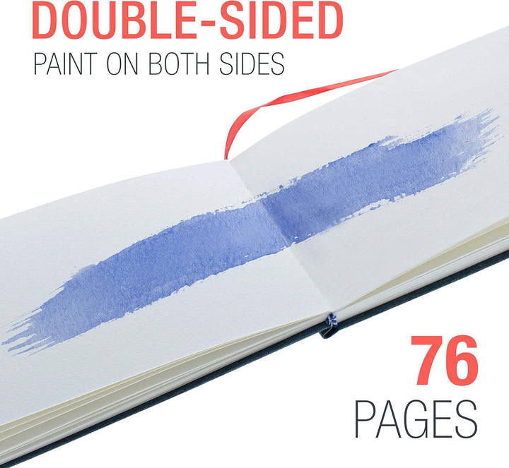 8.5" X 8.5" Watercolor Book (2 Pack, 76 Sheets Each) - 110Lb (230 GSM) Linen-Bound Hardcover Artist Paper Pads - Acid-Free Cold-Pressed Watercolor Paper Pad Mixed Media