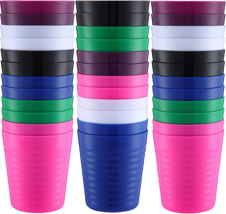 36Pcs Kids Cups 8 Oz Unbreakable Plastic Stackable Juice Reusable Tumblers Bulk Plastic Drinking Cups for Toddlers Baby Kids, Dishwasher Safe, 6 Colors(Bright Colors)