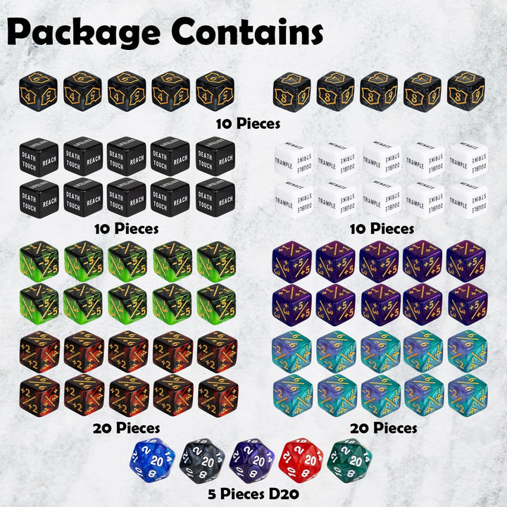 75 Pieces Magic Keyword Counter Dice MTG Counters Dice Set Bulk Ability Life Buff plus 1 Tokens for MTG, TCG, Cards Gaming Accessories