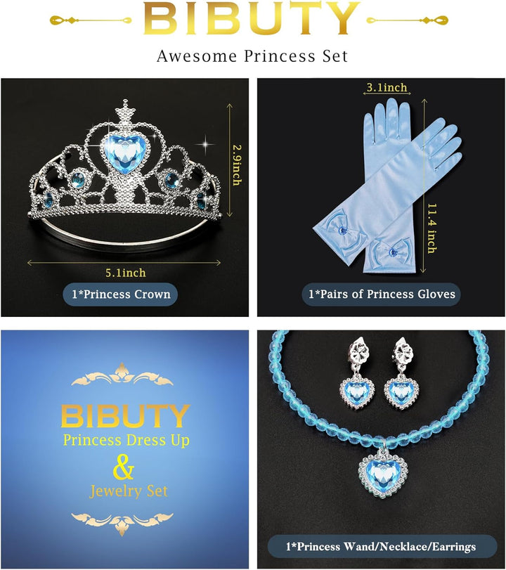 Princess Dress up Accessories Princess Crown Tiara for Little Girls, Princess Tiara Glove Wand Toy Gift for 3-6 Girl