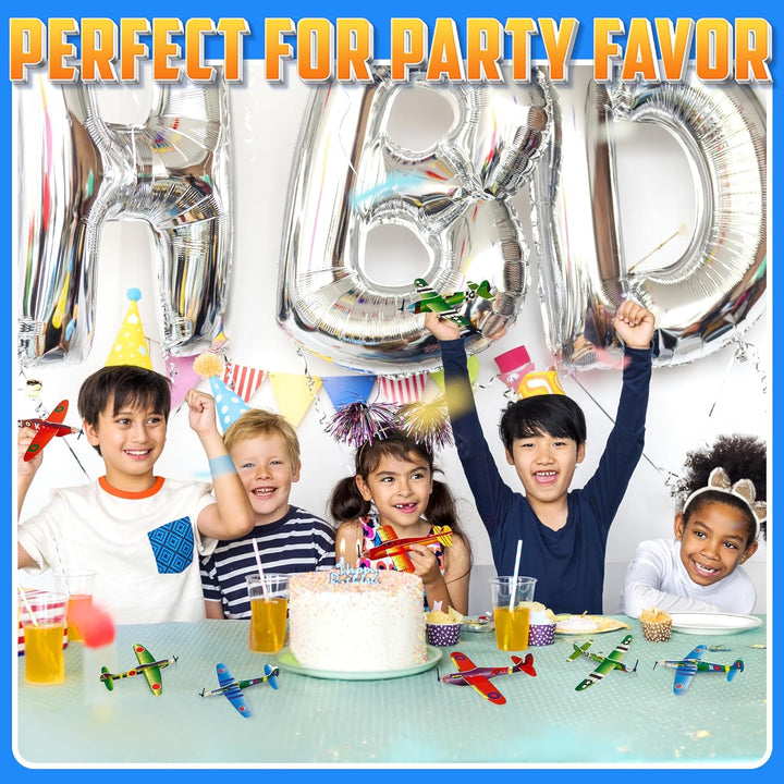 Glider Planes Bulk (36-Pack) 8-Inch Bomber Airplane Gliders for Kids, Foam Paper Airplane Construction Kits for Kids Party Favors, Birthdays, Goodie Bag Stuffers and Outdoor Flying Toy