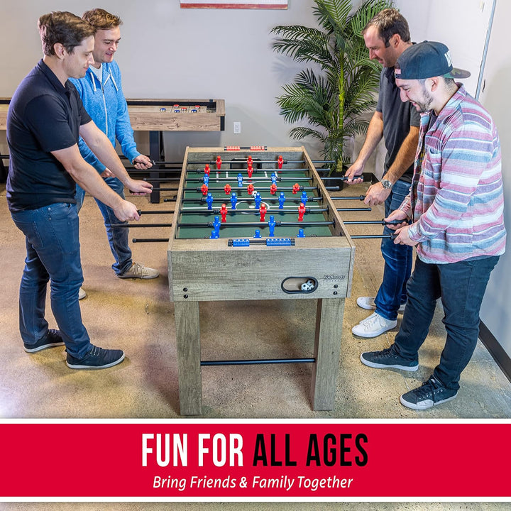 54 Inch Full Size Foosball Table - Black, Oak, or White - Includes 4 Balls and 2 Cup Holders