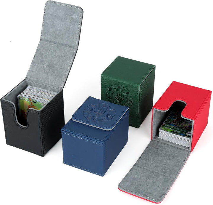 Card Deck Box, 110+ Storage MTG Deck Box with 50 Pcs Card Sleeve, Collectible Trading Card Cases for Magic Commander and More (Black)