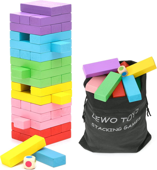 Wooden Stacking Board Games Building Blocks for Kids Boys Girls- 48 Pieces