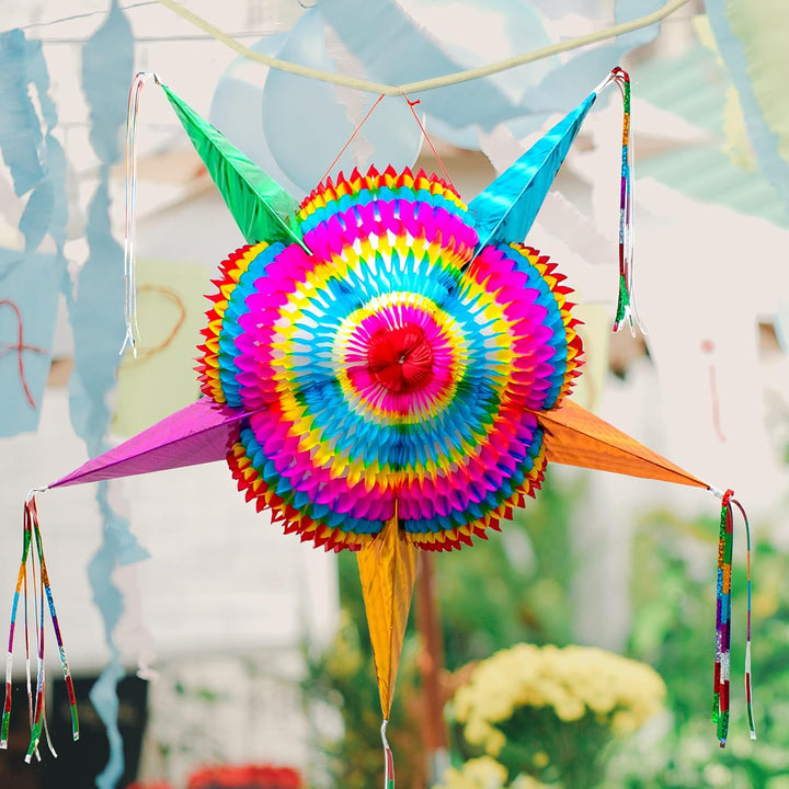 Mexican Piñata (Large 32 Inches) - Authentic Handmade Foldable Large Pinata for Birthday Party - Piñatas Para Cumpleaños - Fiesta Piniata - Mexican Star Pinata - Cinco De Mayo Pinatas
