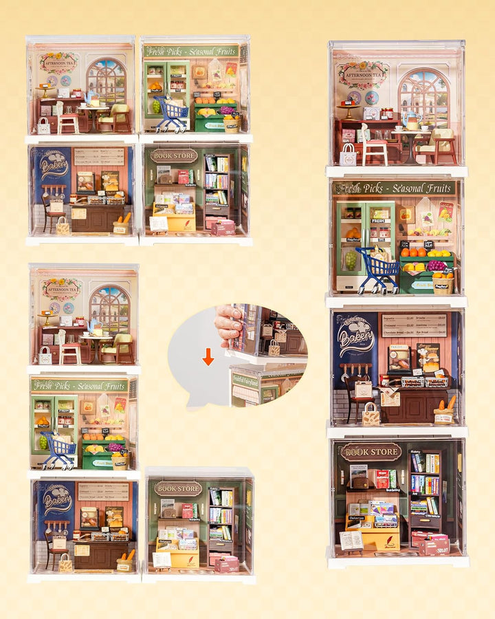 Mini Super Creator Series, DIY Miniature Memory Book Store Dollhouse House Kit, Bulid Scenary for Action Collectible Figures,Creative Gifts for Women Kid Adults
