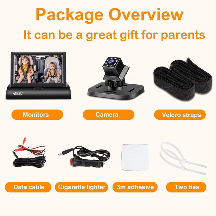 Baby Car Camera Monitor,Baby Car Mirror,Digital Display, View Infant in Rear Facing Seat with Wide Clear View,Aimed at Baby-Easily to Observe the Baby'S Every Move