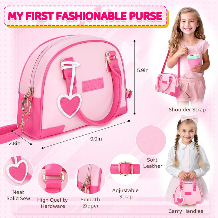 Little Girls Purse, Kids Toy Purse with Pretend Makeup, Play Purse for Little Girls, Pretend Play Toddler Purse, Birthday Christmas Princess Gifts Toys for Girls 3 4 5 6 7 8 Year Old
