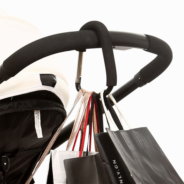 Stroller Hooks by Baby,2 Pcs Carabiner Stroller Hook Organizer for Hanging Purses, Diaper Bag, Shopping Bags. Clip Fits Single/Twin Travel Systems, Car Seats and Joggers (Black)
