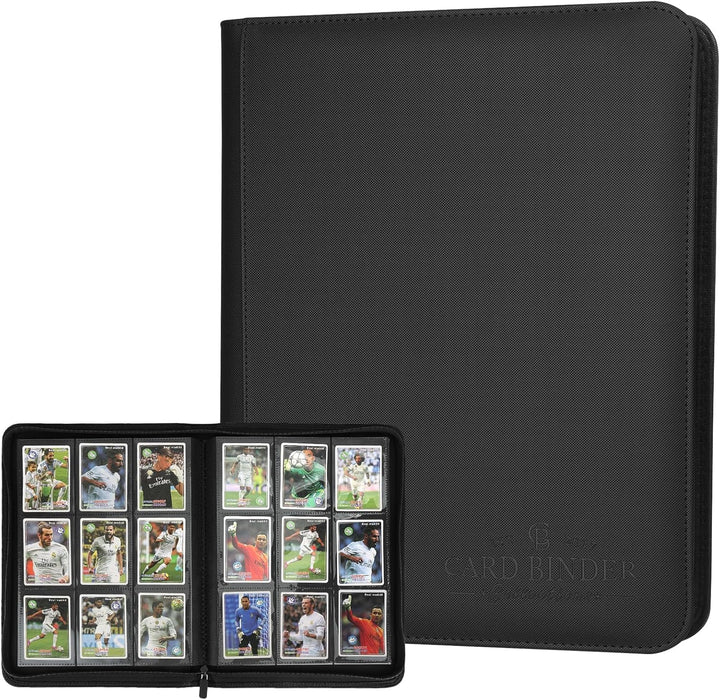 9 Pocket Card Binder, Premium Zip Trading Card Binder, 540 Double Sided Pocket PU Collection Binder, Collector Album, Card Folder for MTG, TCG, Sports Cards (Black)