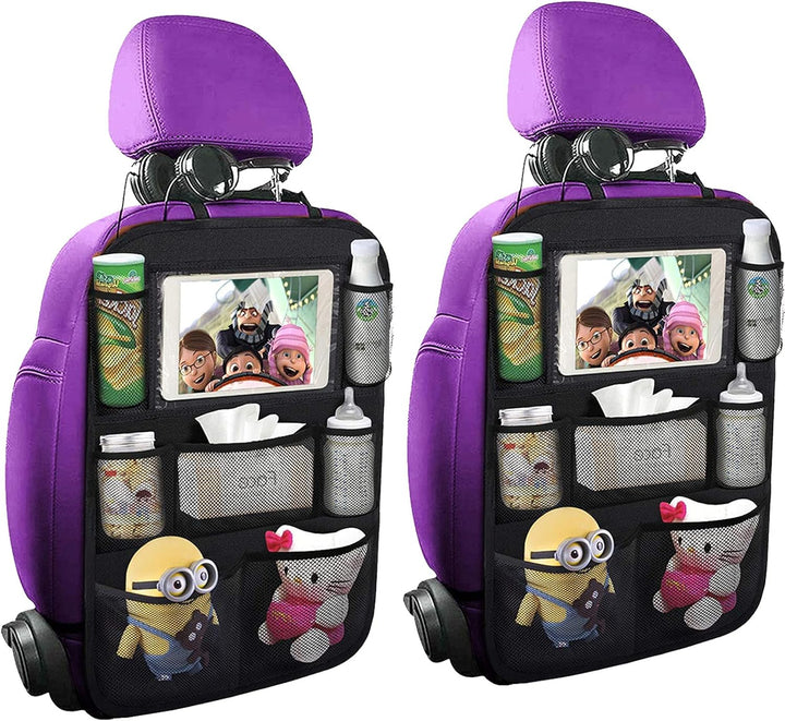 Backseat Car Organizer Mats Back Seat Organizers and Storage Bag with Touch Screen Tablet Holder for Kids Toddlers Car Seats, Travel Accessories, Road Trip Essentials Kids