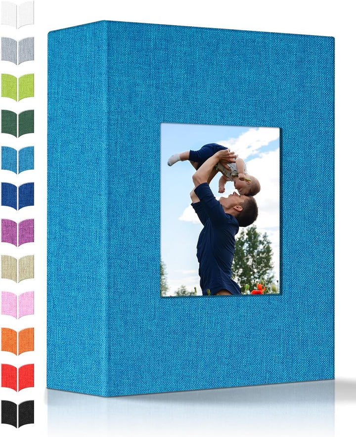 Photo Album 4X6 with 300 Pockets,Slip-In Picture Albums,Linen Cover Memory Book with Front Window,White Page Vertical Photo Book for Wedding,Family,Anniversare,Baby,Vacation