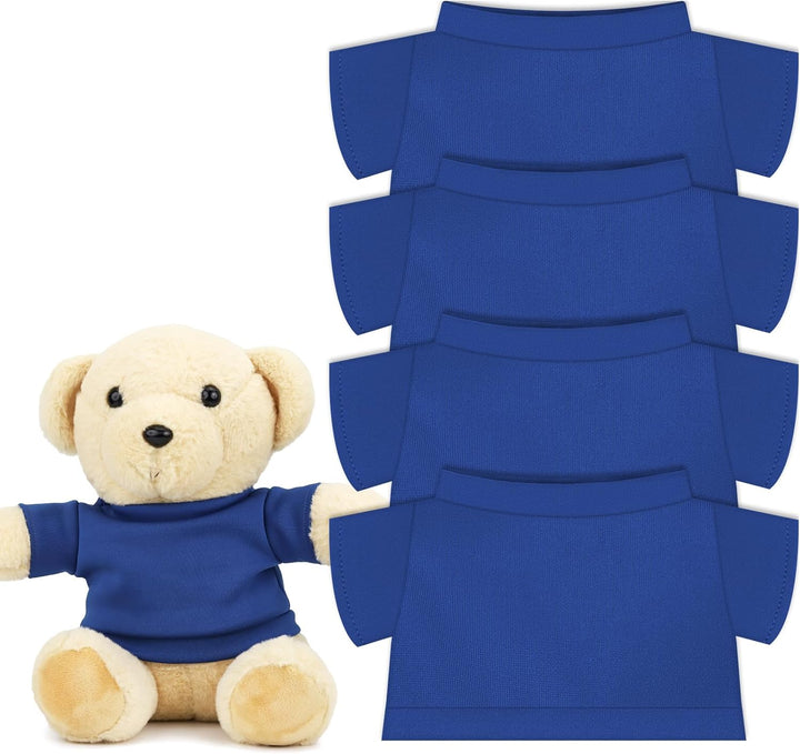 4 PCS Stuffed Bear Basic T Shirt Clothes for 10-12Inch, T Shirt Classic Crew Neck Bear, Cute Tiny Clothes DIY Bear Toy (For 10-12 Inch,White)