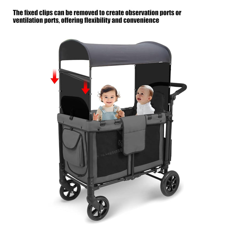 Side Breathable Sunshade Canopy with Clamps,Front and Rear Fence Shields Compatible with Wonderfold Stroller Wagons W2/W4 All Model(2 Pack)