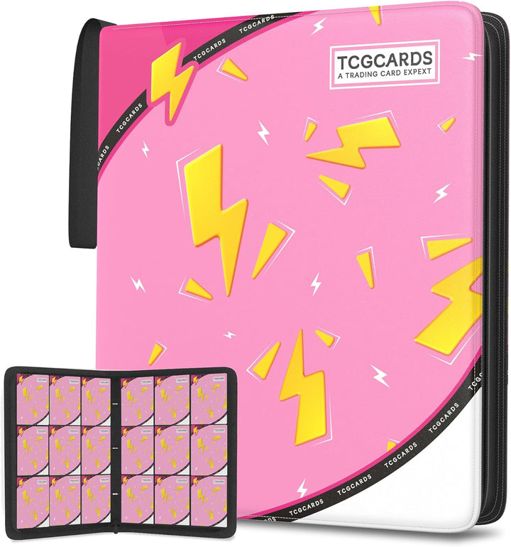 Trading Card Binder 9 Pocket，Card Binder 900 Pockets Card Book Holder Cards with 50 Removable Sleeves，3-Ring Zip Design Mtg/Tcg/Sport Collectible Trading Card Albums Gifts for Boys and Girls (Black)