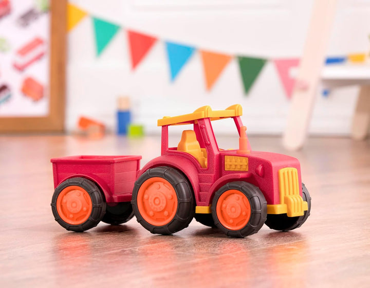– Wonder Wheels – Red Toy Tractor and Trailer – Farm Toys for Kids, Toddlers – Pretend Play – Recyclable Materials – 1 Year +