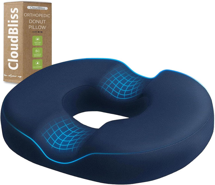 Donut Pillow Seat Cushion Chair Pad for Tailbone Pain Relief and Hemorrhoids, Memory Foam Seat Chair Cushion for Postpartum Pregnancy, Seat Cushions for Men and Women for Home & Office, (Black)
