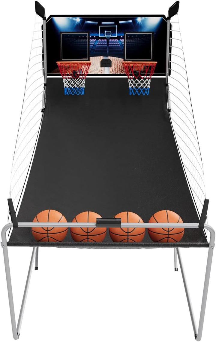 Arcade Basketball Game, Dual Shot Electronic Basketball Game with 8 Game Modes, LCD Score Display, and 4 Rubber Balls, Indoor Basketball Arcade Game for Home