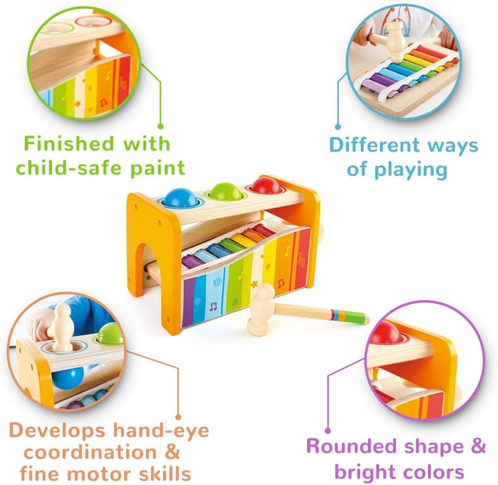 Pound & Tap Bench with Slide Out Xylophone - Award Winning Durable Wooden Musical Pounding Toy for Toddlers