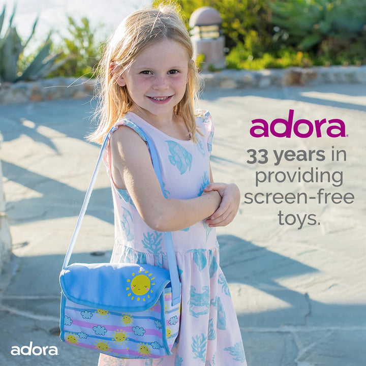 Baby Doll Diaper Bag with Color Changing Design, Sturdy Straps, Includes Changing Mat and 2 Doll Diapers (Fits 13" Dolls), Birthday Gift for Ages 3+ - Sunny Days