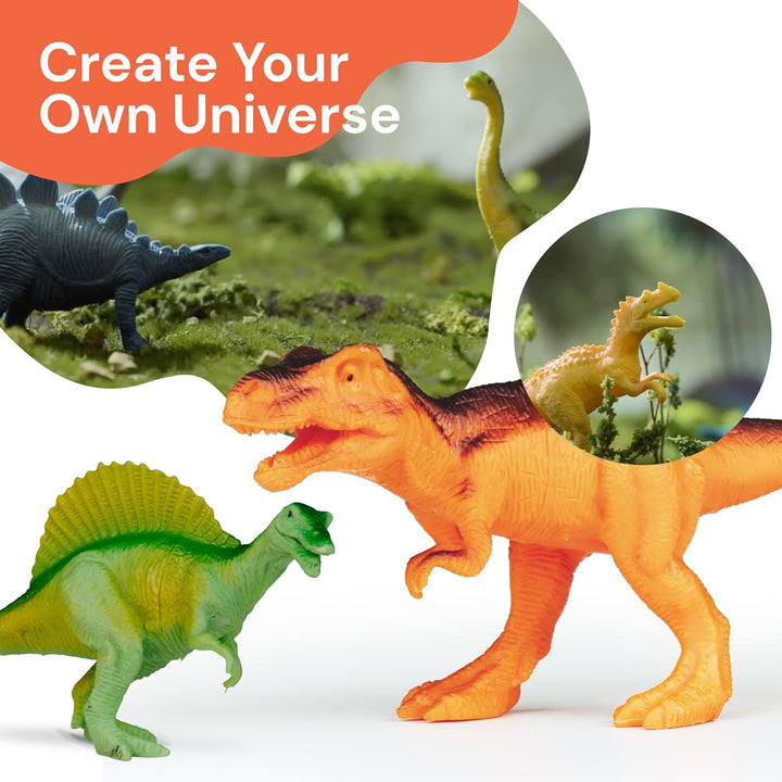 Dinosaur Toys for Kids - 12 Realistic Small Dinosaur Figures with Metal Storage Box & Soft Dino for Boys and Girls 3-7 Years - Spinosaurus Toddler Toys