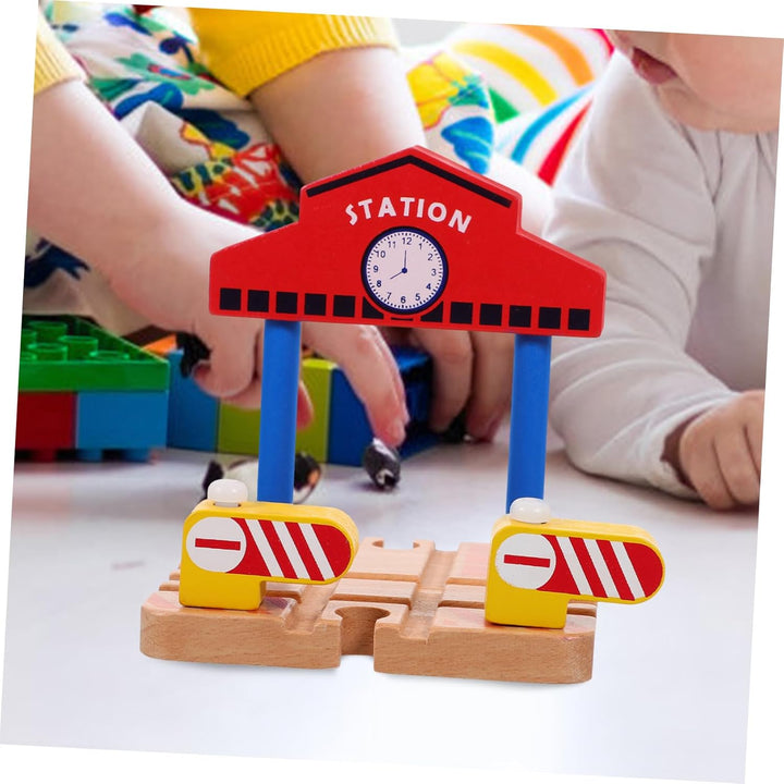 Wooden Railway Station Platform for Train Track Accessory Educational DIY Model for Imaginative Play and Problem Solving Early Learning Plaything
