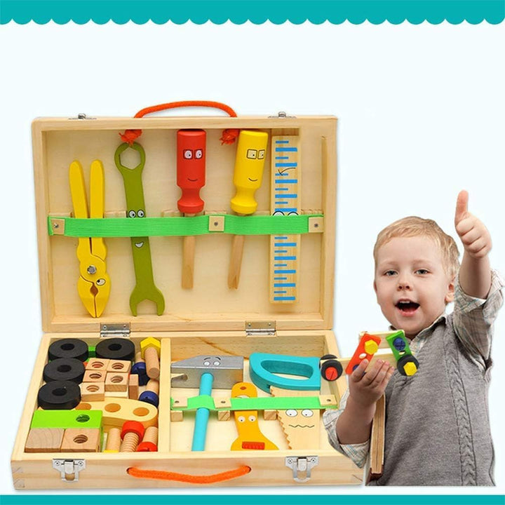 Tool Kit for Kids, 36-Piece Wooden Toddler Tools Set Includes Tool Box, Montessori Educational Stem Construction Toys for 2 3 4 5 6 Year Old Boys Girls, Best Birthday Gift for Kids
