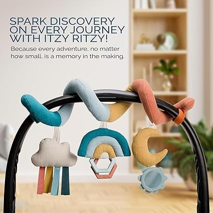 Link & Love Toy for Stroller or Car Seat; Features Textured Ribbons, Crinkle Sounds, Clinking Rings & Silicone Teether; Designed for Ages 0 Months and up (Llama)