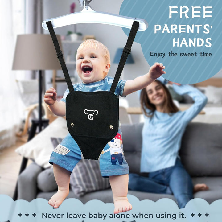 Baby Jumper with Stand,Baby Bouncer,Easy Set-Up,Baby Exerciser for Active Babies,Suitable for Indoor and Outdoor, Black (Water Mat Include)