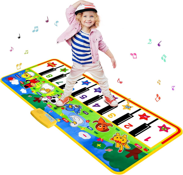 Piano Mat - 53" X 23" Musical Mat 8 Animals Sounds Dance Mat for Kids Touch Play Dancing Mat Toy Gifts for 1 2 3 4 5 6 Year Old Girls Boys