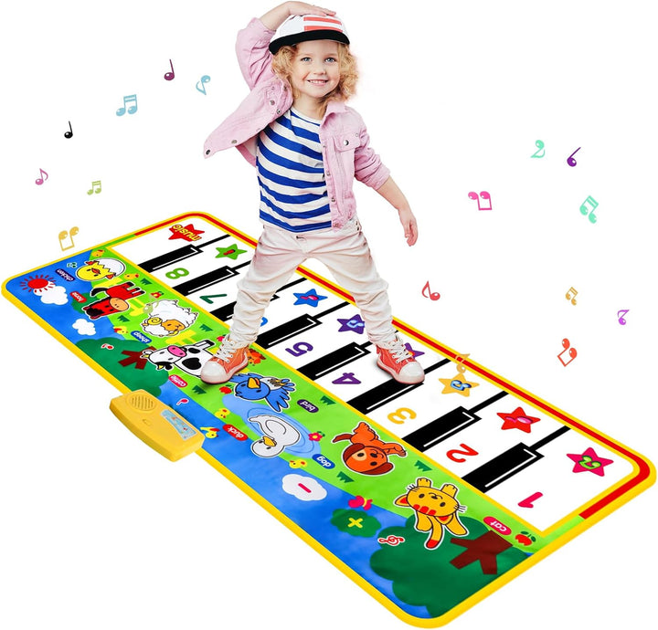 Piano Mat - 53" X 23" Musical Mat 8 Animals Sounds Dance Mat for Kids Touch Play Dancing Mat Toy Gifts for 1 2 3 4 5 6 Year Old Girls Boys