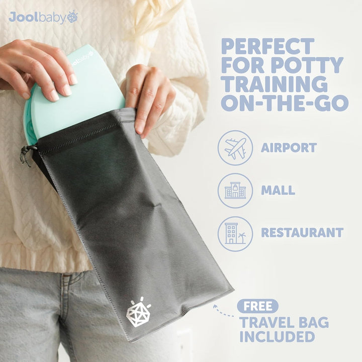 Jool Baby Folding Travel Potty Training Seat for Toddlers, Fits round & Oval Toilets, Non-Slip Suction Cups, Includes Free Travel Bag (Aqua)