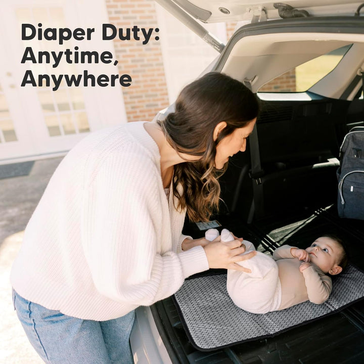 Portable Diaper Changing Pad, Easy Wipe Clean - Foldable Waterproof Baby Changing Mat for Diaper Bag, Compact, Lightweight, 25X13 Baby Changer Travel Essential, Machine Washable (Black Geo)