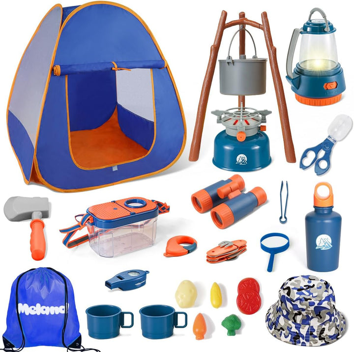 Kids Camping Set with Tent - Toddler Toys for Boys with Campfire, Camping Toys for Kids Indoor Outdoor Pretend Play, Gift Idea for Boys Age 3,4,5,6 Year Old Birthday Christmas (Green)