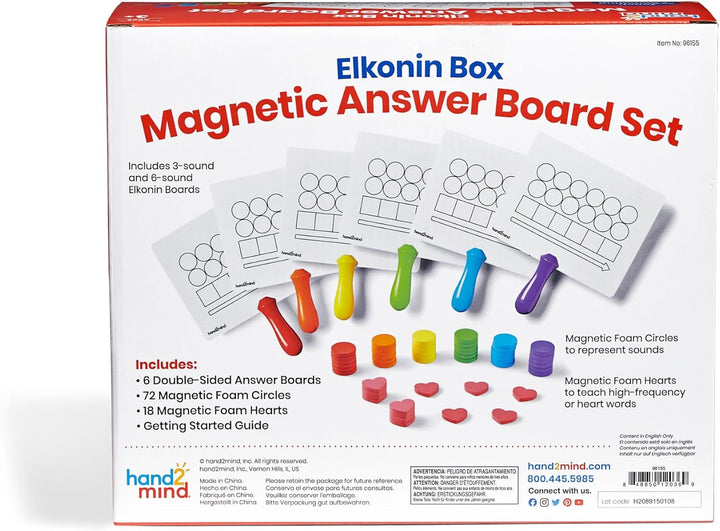 Elkonin Box Magnetic Answer Board, Word Mapping Paddles, Elkonin Boxes Dry Erase Blending Board, Phonemic Awareness, Phonics Manipulatives, Science of Reading Classroom Materials (Set of 6)