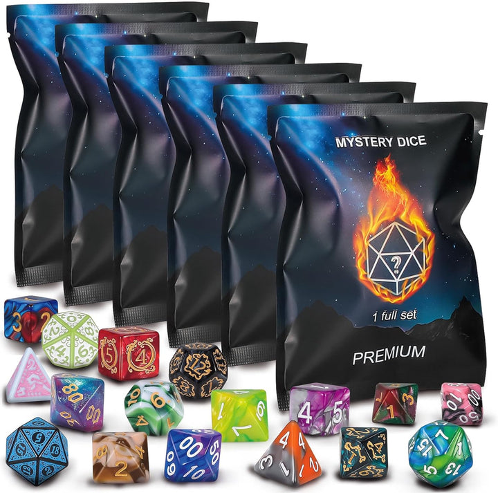 Polyhedral Dice - 8PCS Mystery Dice Set, Various Styles, Random D&D Dice Patterns & Dice Bag, DND Gifts, Suitable for Dungeons and Dragons, RPG, Mtg,Role Playing Table Game