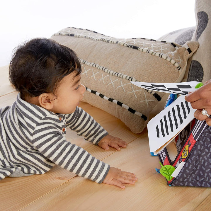 Flip for Art High Contrast Floor Activity Mirror with Take along Cards, Tummy Time Play, Newborn+