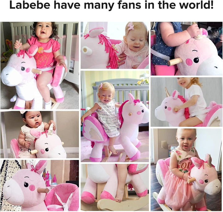 - Baby Rocking Horse, Ride Unicorn, Kid Ride on Toy for 6 Month-3 Year Old, Infant (Boy Girl) Plush Animal Rocker, Toddler/Child Stuffed Ride Toy (Pink)