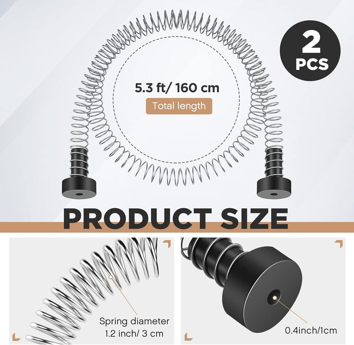 2 Pcs Heavy Duty Stainless Steel Zipline Spring Brake 5.3 Ft Long Zipline Stopper Zip Line Accessories Braking System Stop for 3/16 1/4 5/16 3/8 Inch Wire Kit Backyard