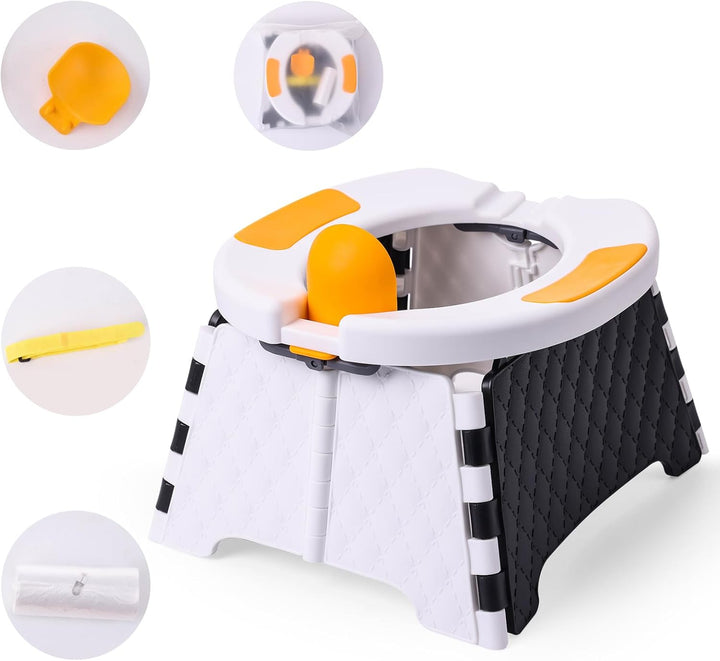 Portable Potty for Toddler Travel, Kids Travel Potty Training Chair with Travel Bag,Baby Potty Training Toilet for Outdoor and Indoor Easy to Clean(Gray) by , Includes 30 Replacement Bags