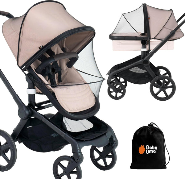 Baby Mosquito Net for Stroller - Universal Stroller Mosquito Net Cover, Breathable & Tear-Resistant 3D Mesh Insect Netting with Zip-Up Window (+ Travel Bag)