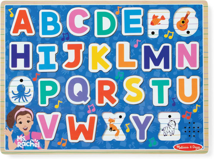 ® Ms. Rachel™ Wooden Phonics Alphabet Sound Puzzle with Light-Activated Sound Effects, 24-Piece Toddler Toys for Boys and Girls Ages 2+ Years - FSC Certified