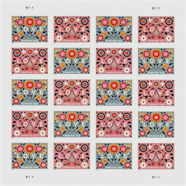 Love (Sheet of 20) Postage Forever Stamps Valentine, Wedding, Celebration, Anniversary, Romance, Party 2022 Scott #5660-5661