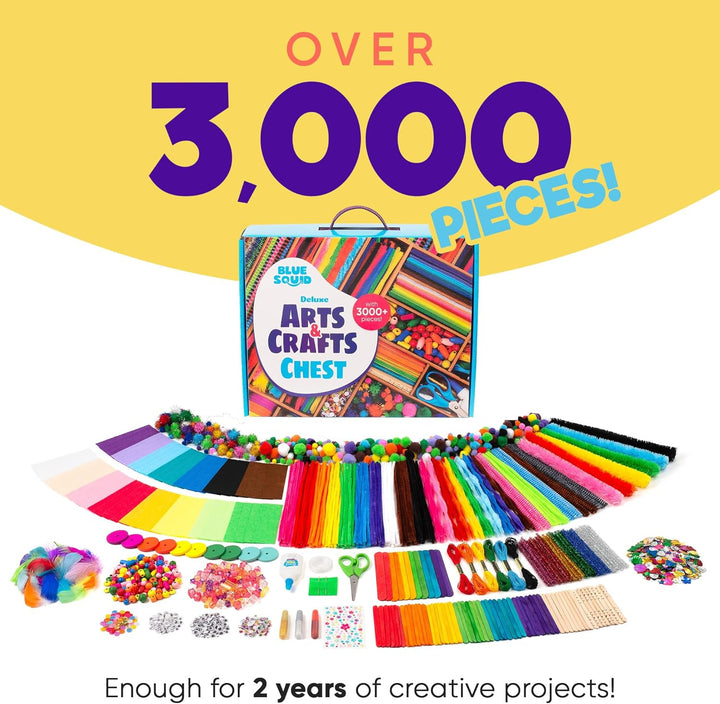3000+ Pcs Arts and Crafts Supplies for Kids | Craft Kit Box for Kids Age 3-5, 4-8, 6-8, 8-12 | Craft Supplies & Materials Crafts Set Toys Art Box Gifts for Girls Boys Bulk Art Kit