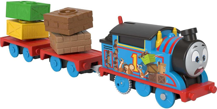 Motorized Toy Train, Wobbly Cake Thomas Engine with Cargo Cars & Pieces for Pretend Play Preschool Kids Ages 3+ Years