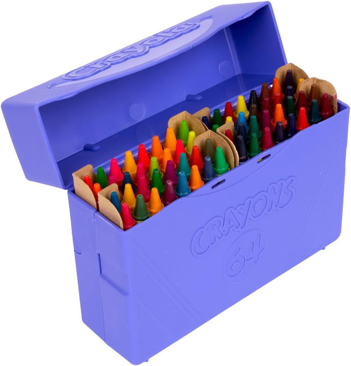 Crayon Box (64 Count), with Limited Edition Colors & Plastic Case, Arts & Crafts Coloring Supplies for Kids, Back to School Essentials, Ages 3+