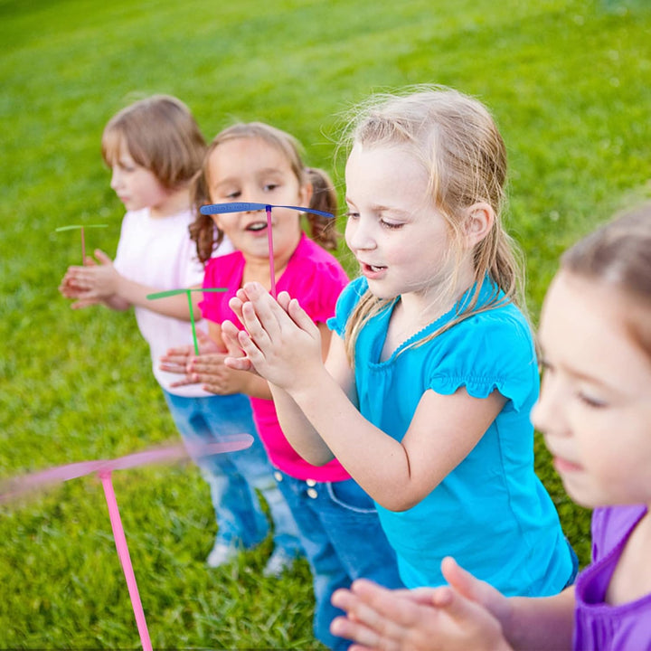 200 Pcs Hand Helicopter Set, 100 Propeller+ 100 Rod Bamboo Dragonfly Helicopter Toy, Aero Props Hand Spinner Flying Disc Launcher Outdoor Toys Flying Party Gift Favors for Kids 8-12,4-6