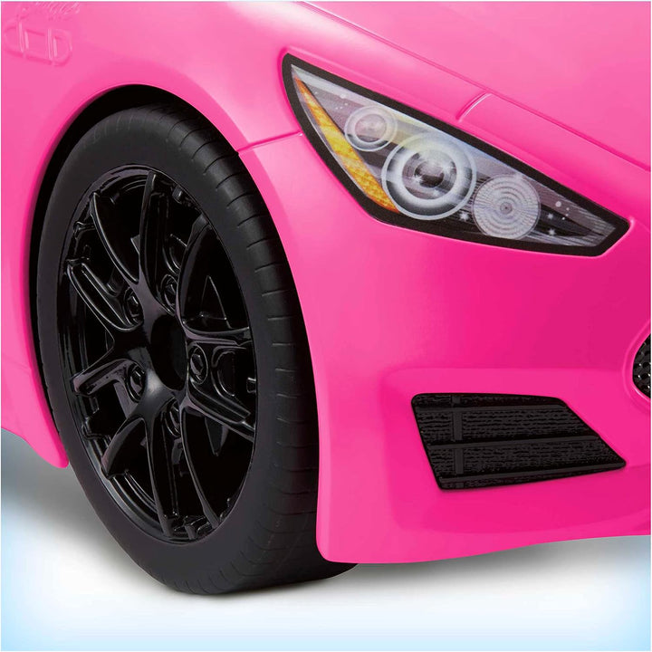 Toy Car, Bright Pink Doll-Sized Convertible with 2 Seats, Seatbelts & Rolling Wheels, Realistic Details