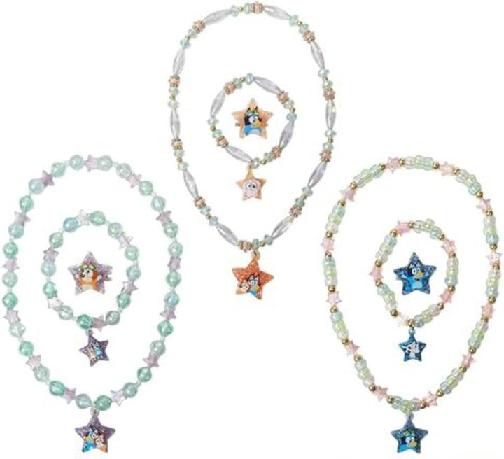 Bluey Girl'S Jewelry Set - Dress up Toy Jewelry Box Set with Bead Necklace, Bracelet and Ring - Play Accessories - Ages 3+